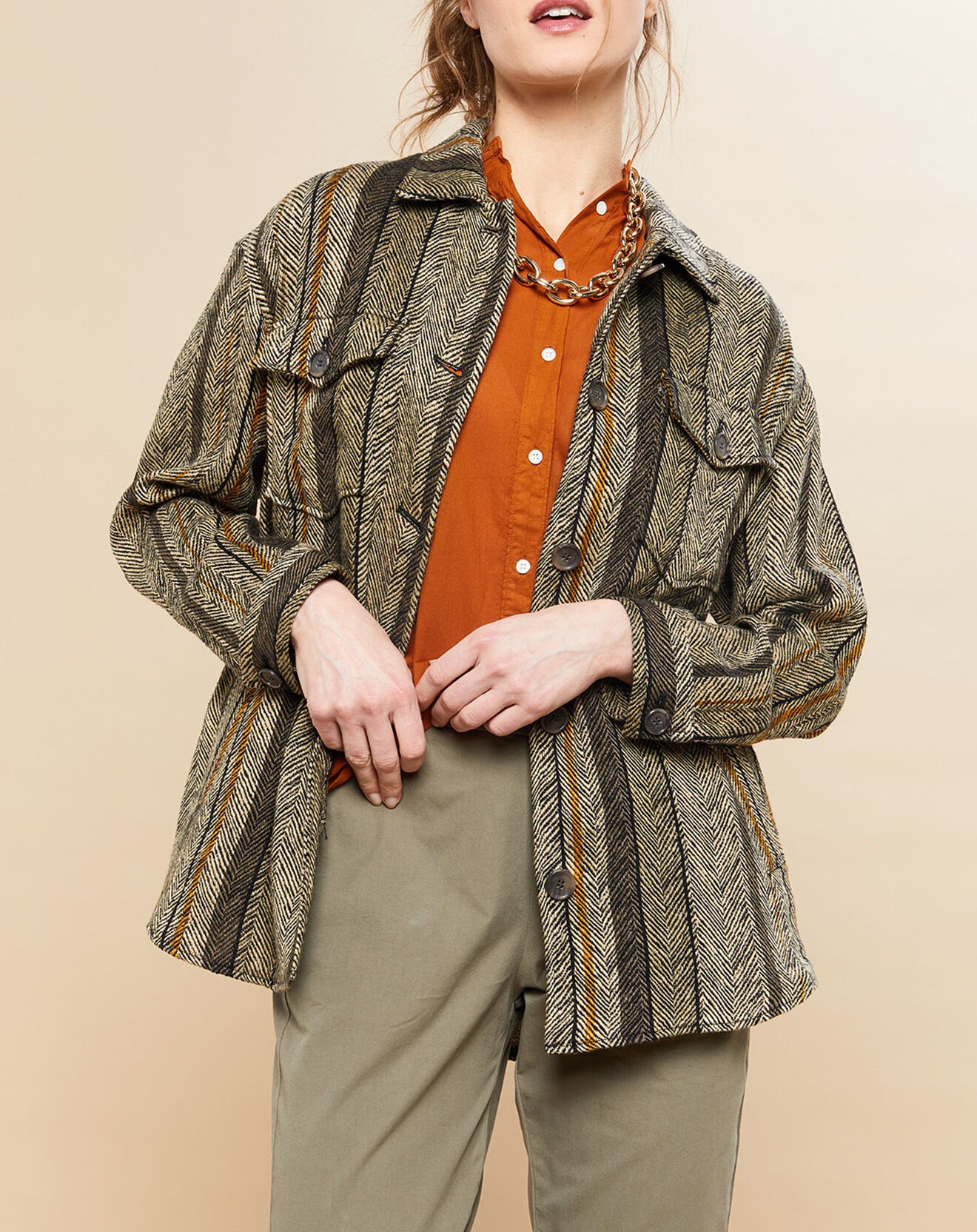 Hartford Veste en Lin & Coton Voltige beige/noir