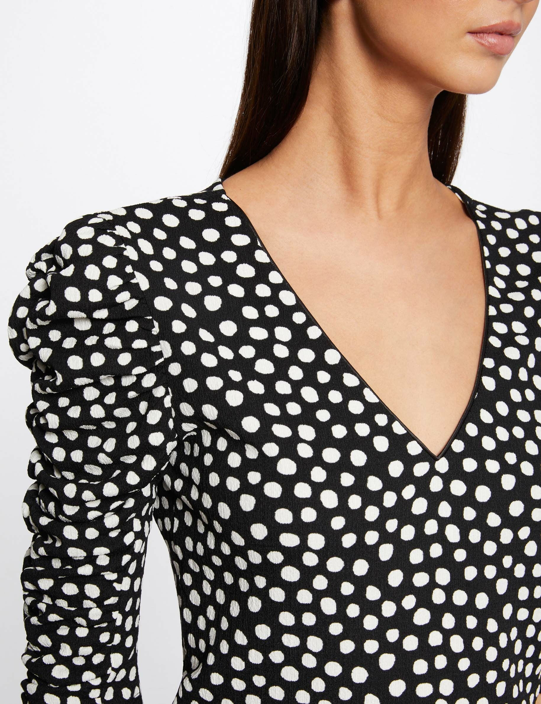 T-shirt manches 3/4 imprimé à pois noir femme - noir