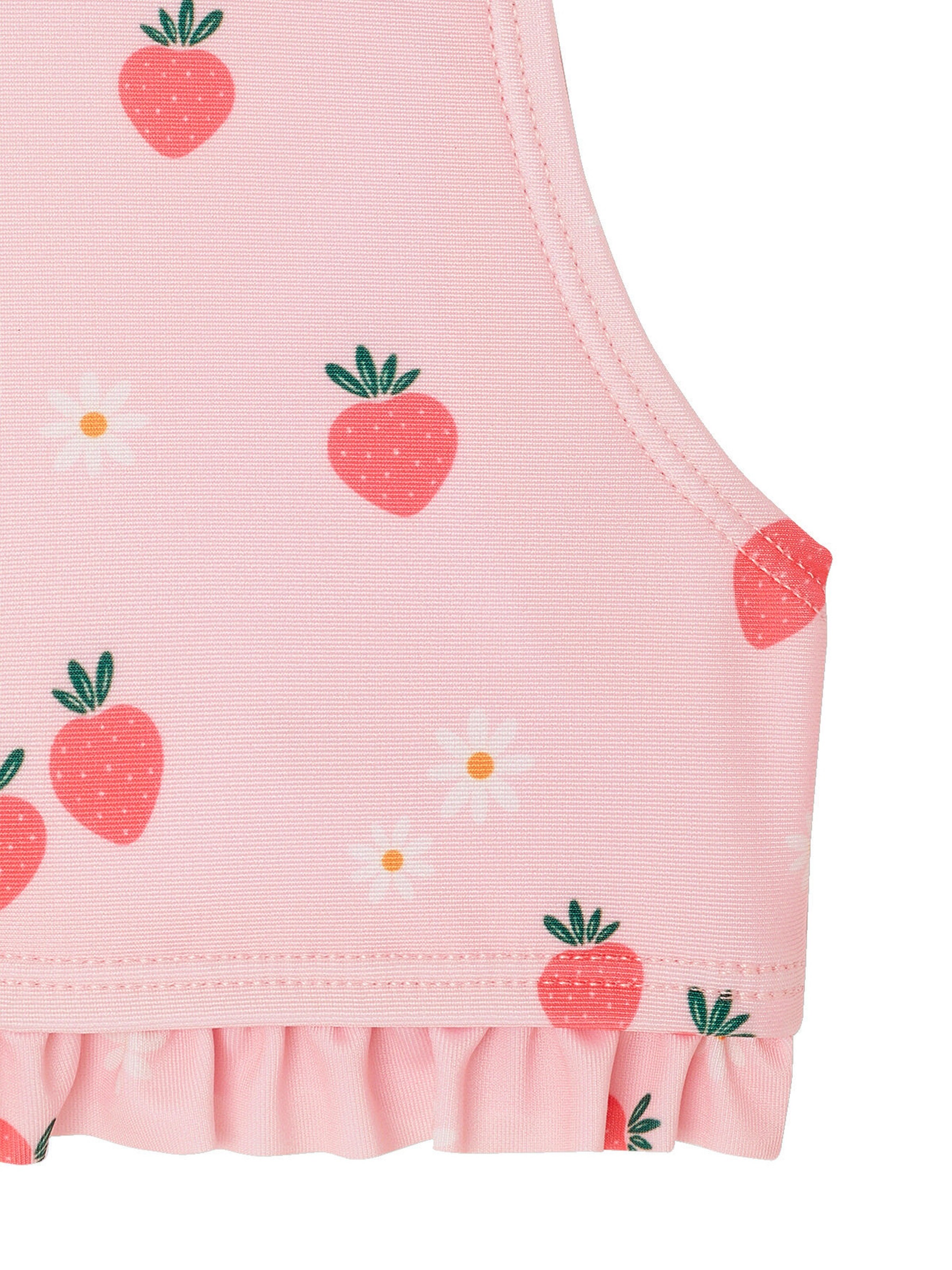 Vertbaudet Mädchen Bikini mit Erdbeeren und Volants rosa