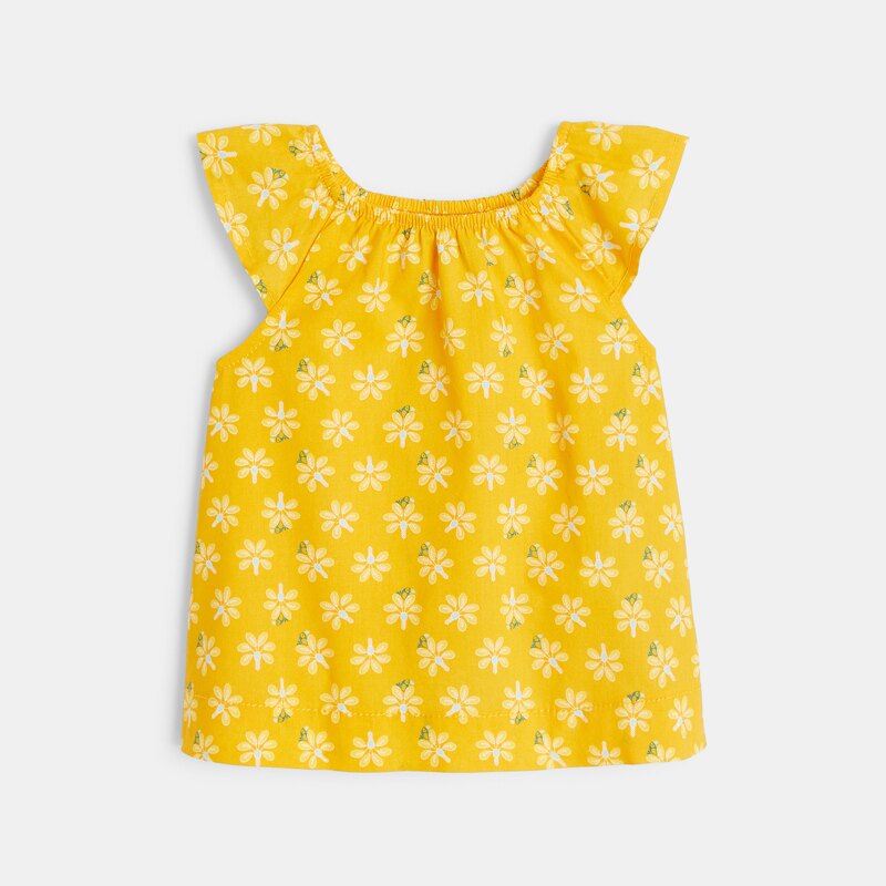 Blouse imprimée et short jaune bébé fille Jaune