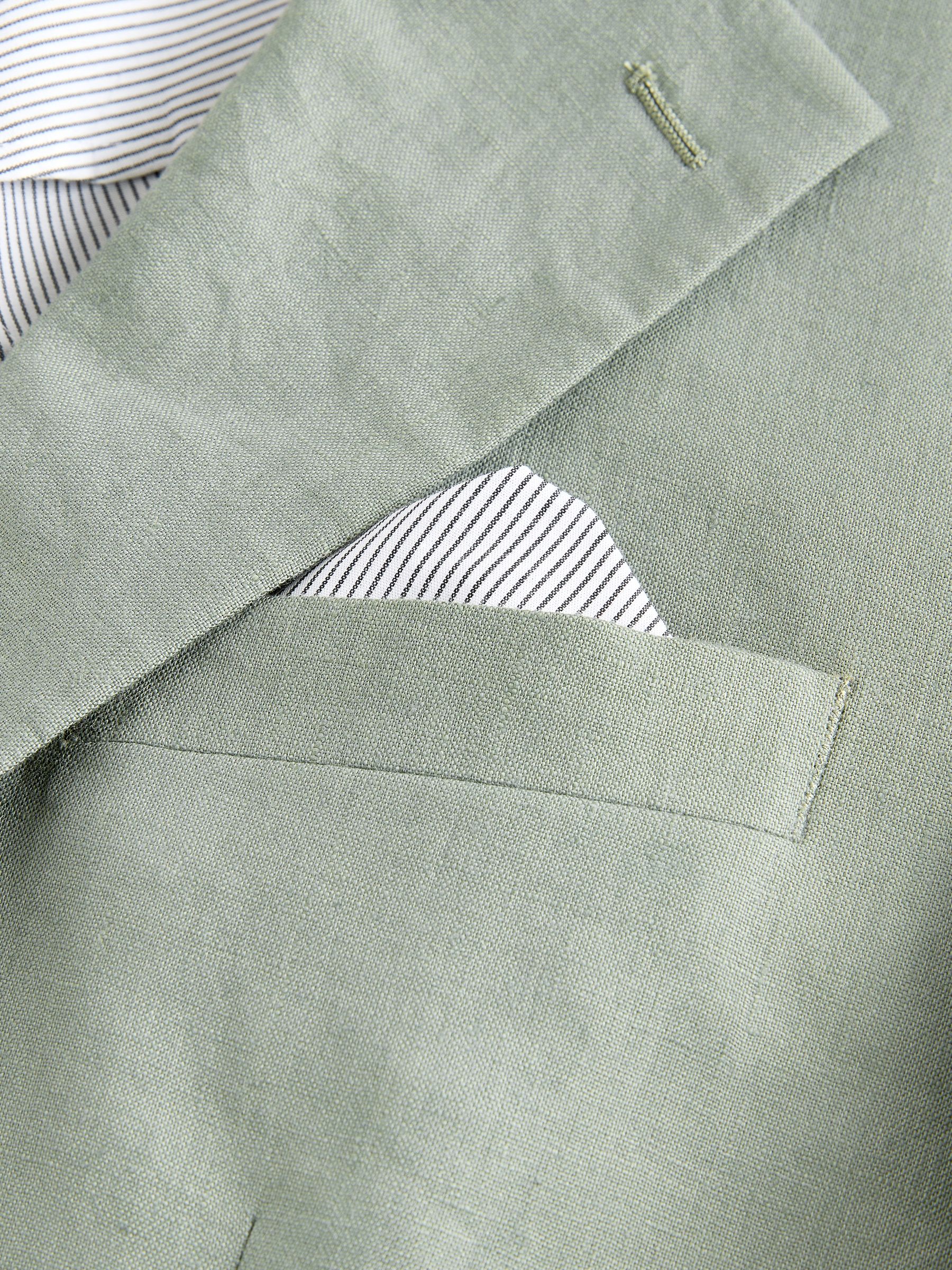 Groen - Slim-fit linnen kostuum: jasje