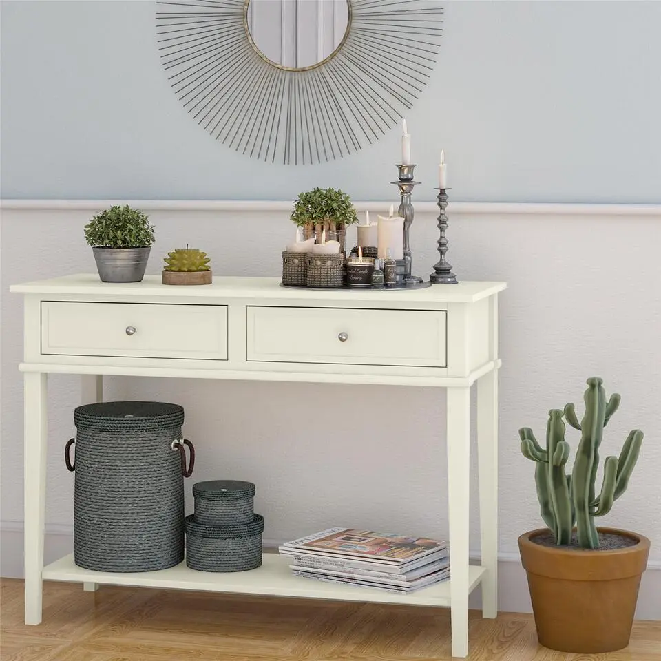 Franklin - Consoletafel met 2 laden in wit MDF