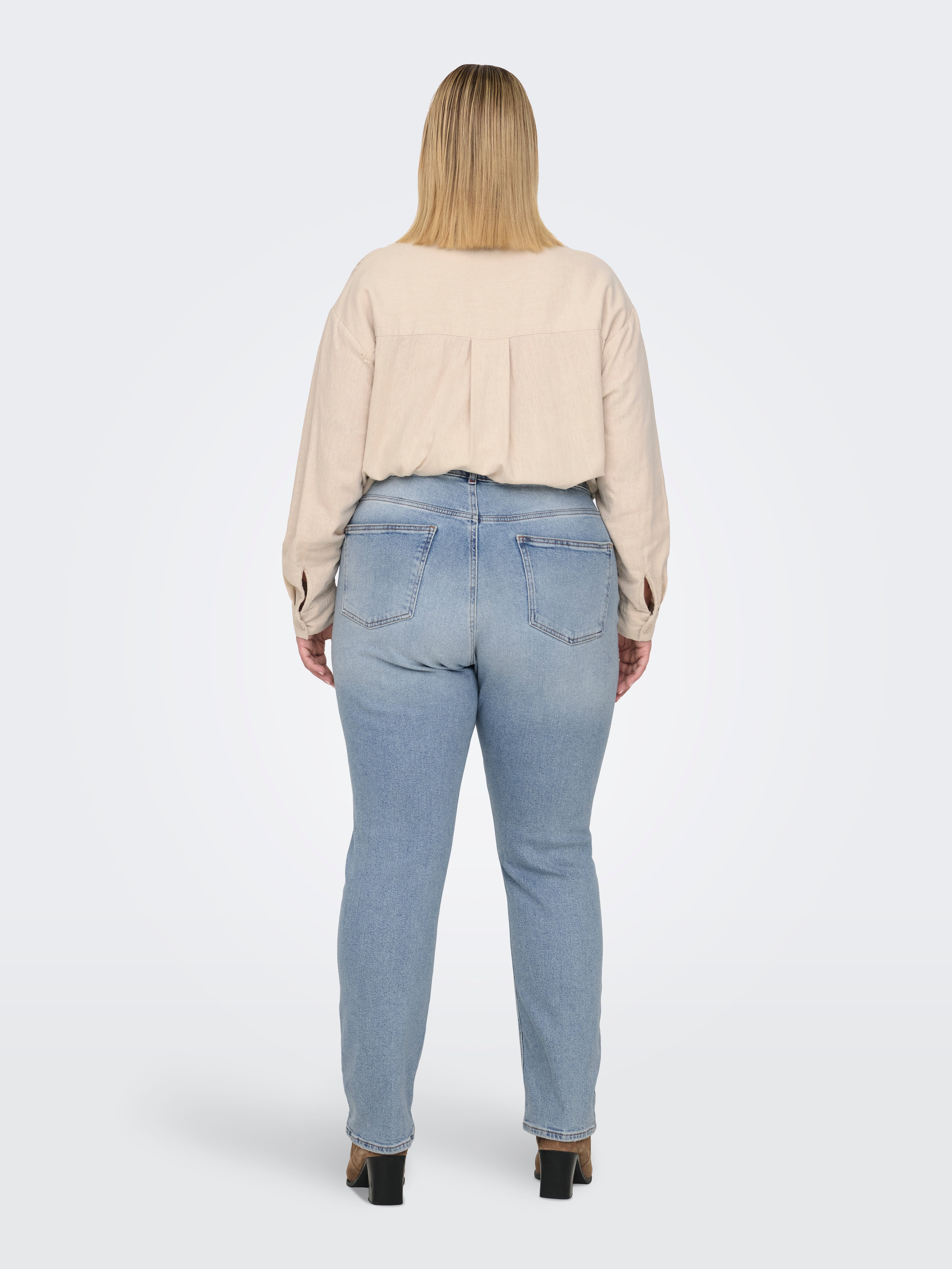 CARBROOME Hohe Taille Gerade geschnitten Jeans Light Blue Denim