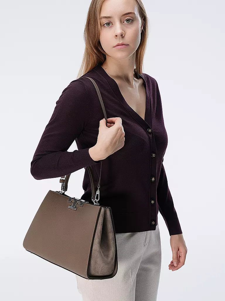 TORY BURCH Ledertasche - Henkeltasche ELEANOR PEBBLED SATCHEL braun