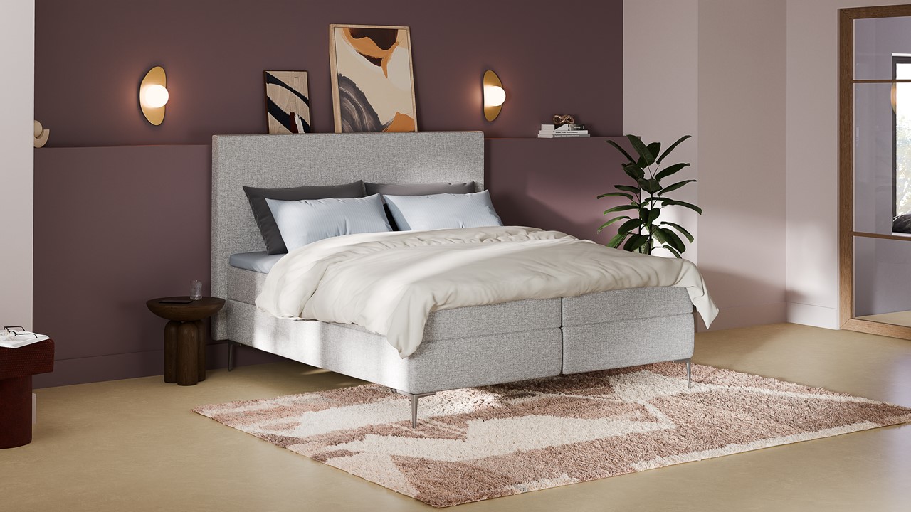 Boxspring Emerald - Linen touch light grey