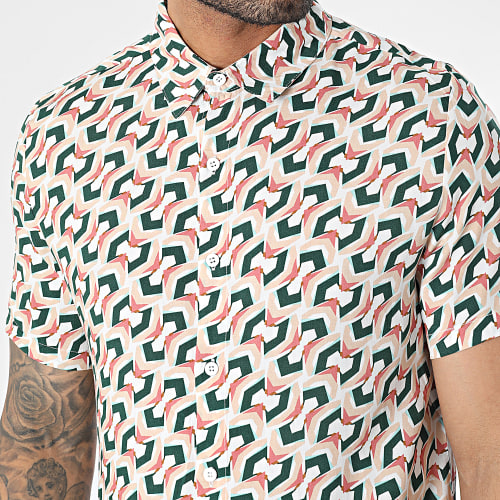 Chemise Manches Courtes Beige Vert