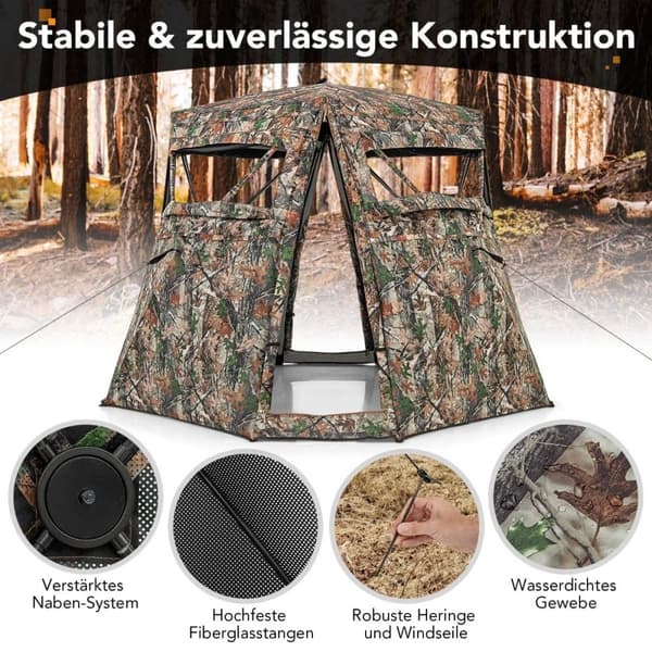 Jakttelt for 2-3 personer 360° gjennomsiktig kamuflasjetelt for hjort- og villsvinjakt