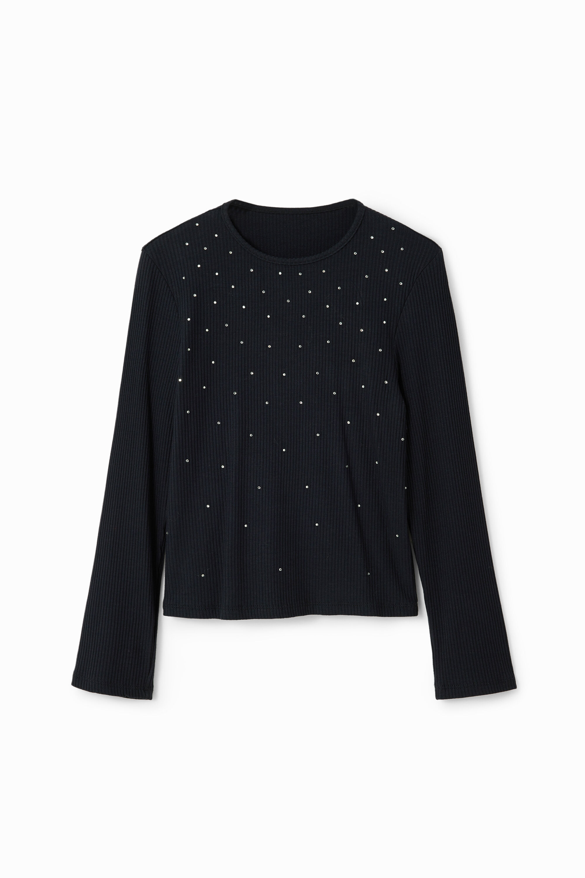 Camiseta canelada com strass