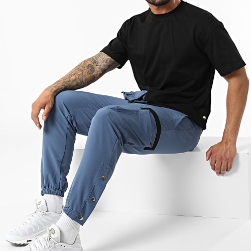 Ensemble Tee Shirt Pantalon Cargo F22-906T Noir Bleu