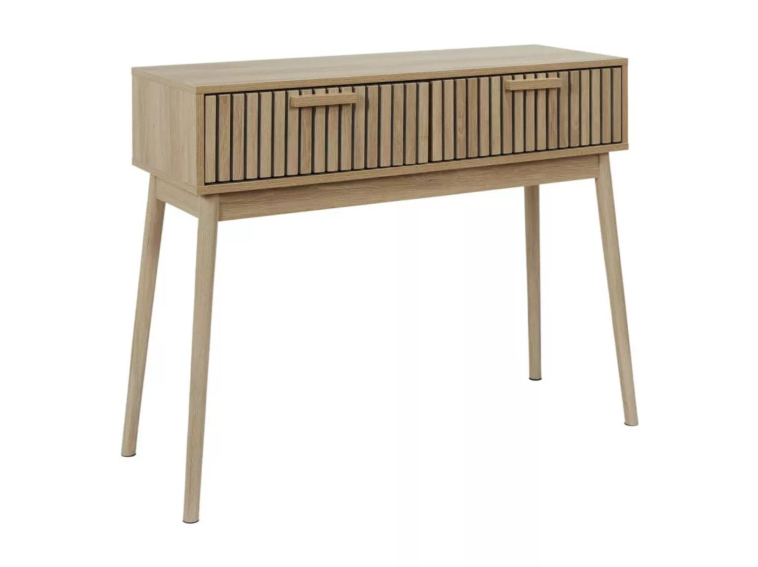 PAJAN - Console 2 Tiroirs Effet Bois avec Tasseaux