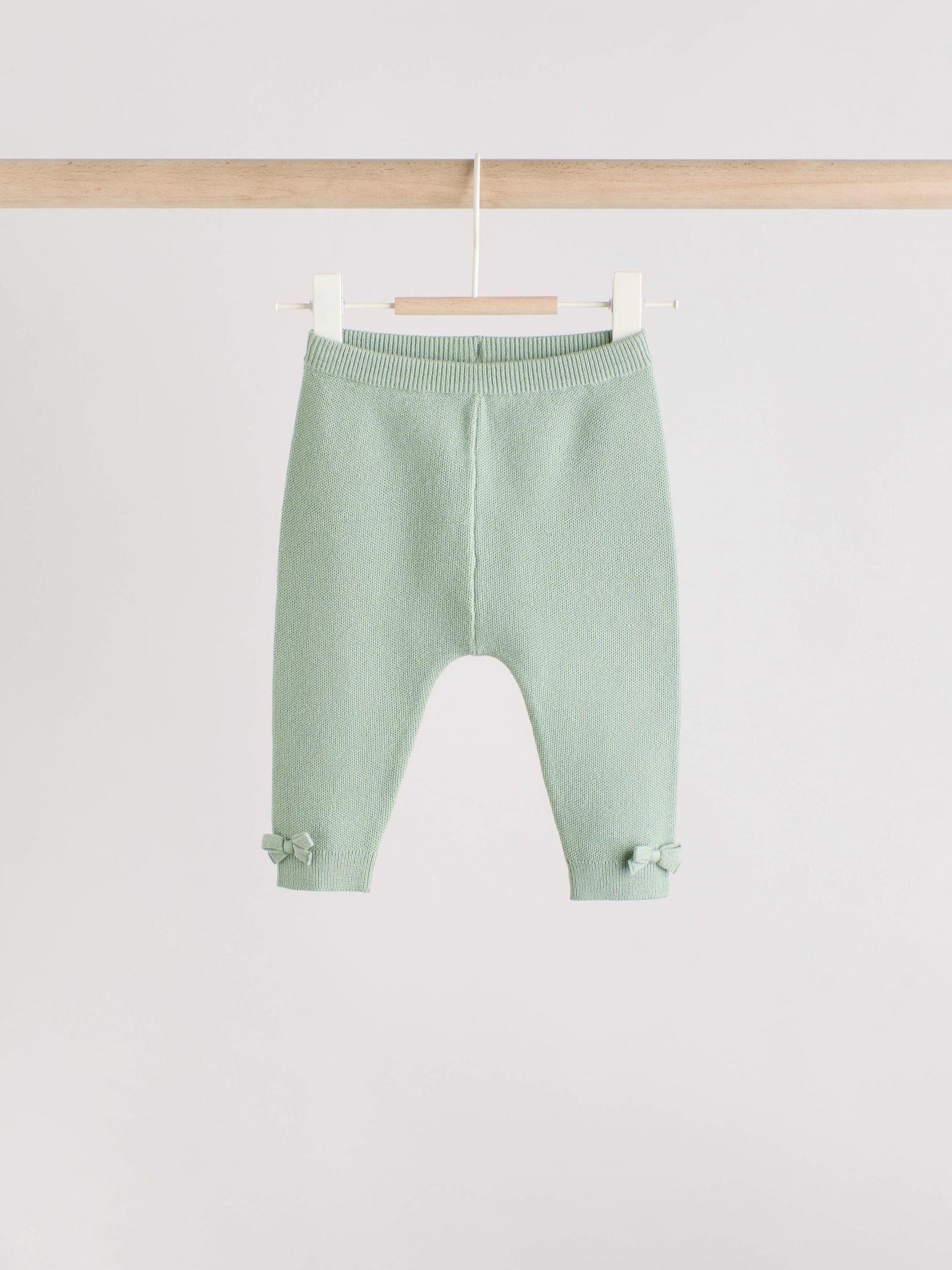 Grijs-groen - 2 -delige babyset met gebreide wikkelstrui en legging (0mnd-2jr)