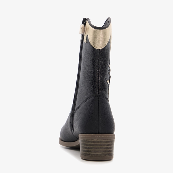 Blue Box meisjes cowboy western boots zwart/goud