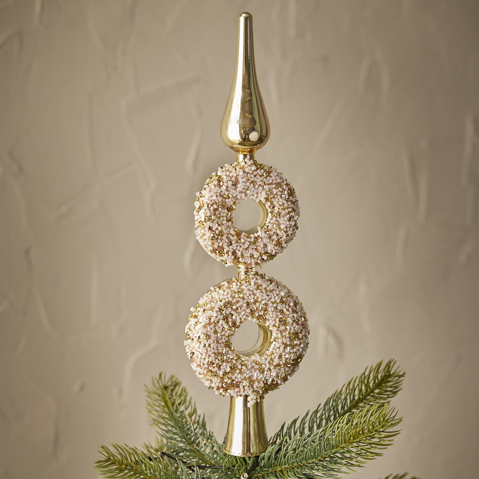 Weihnachtsbaumspitze Fancy, Donuts/gold, 30 cm