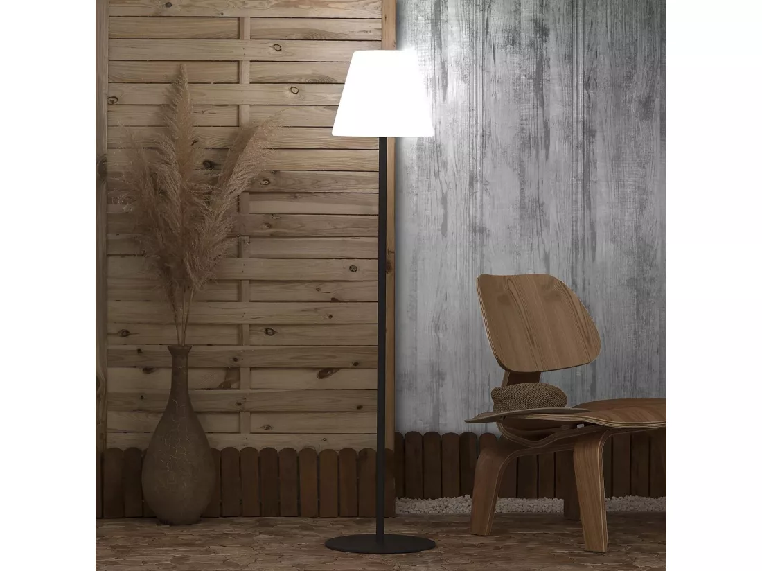 Lampadaire LED Extérieur Solaire Métal Larso 3000K Blanc chaud