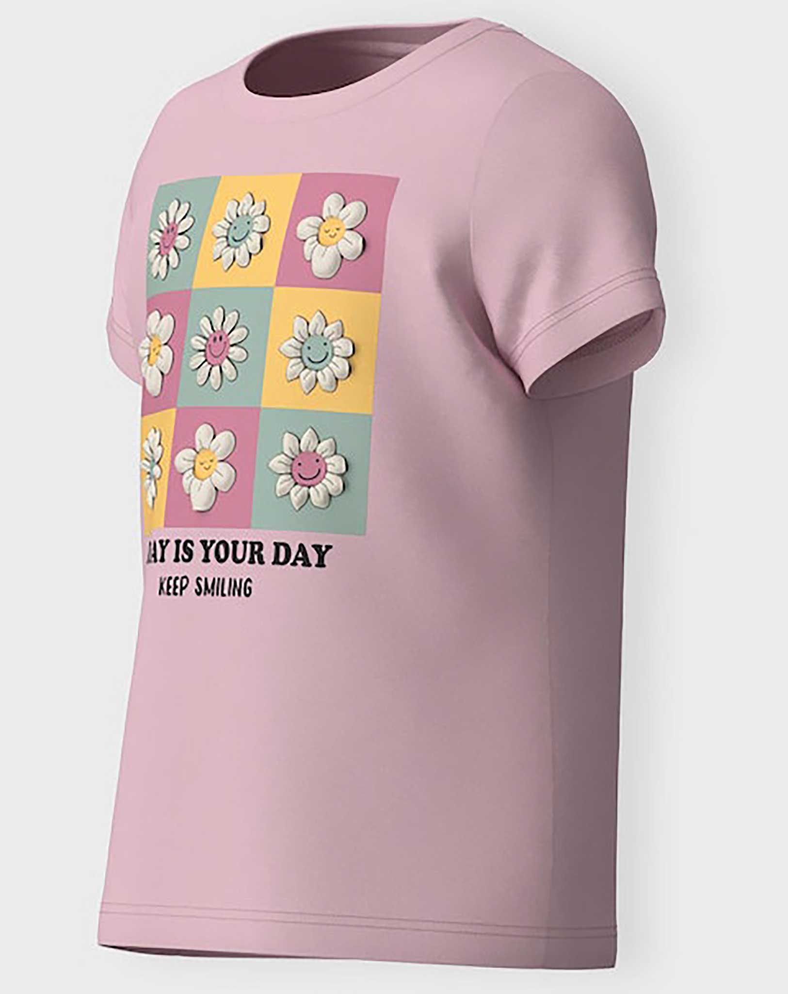 T-Shirt NMFDOPA KEEP SMILING in parfait pink