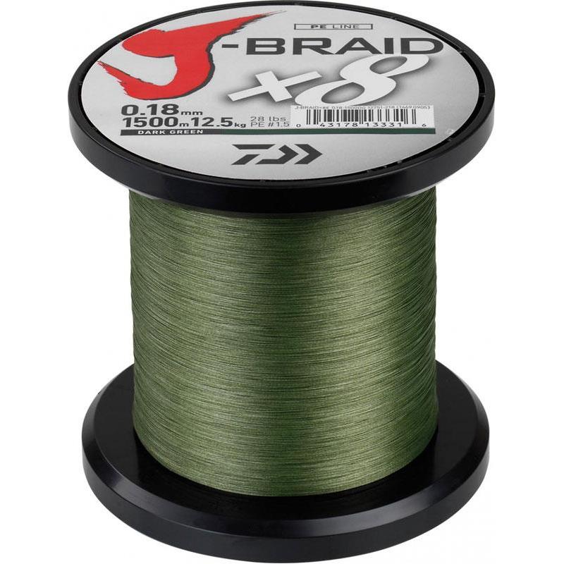 Tresse Daiwa J Braid X 8 Vert- 1500M