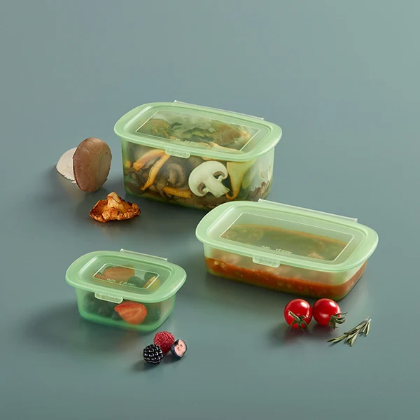 3 boites en silicone 200, 500ml et 1 L Lékué