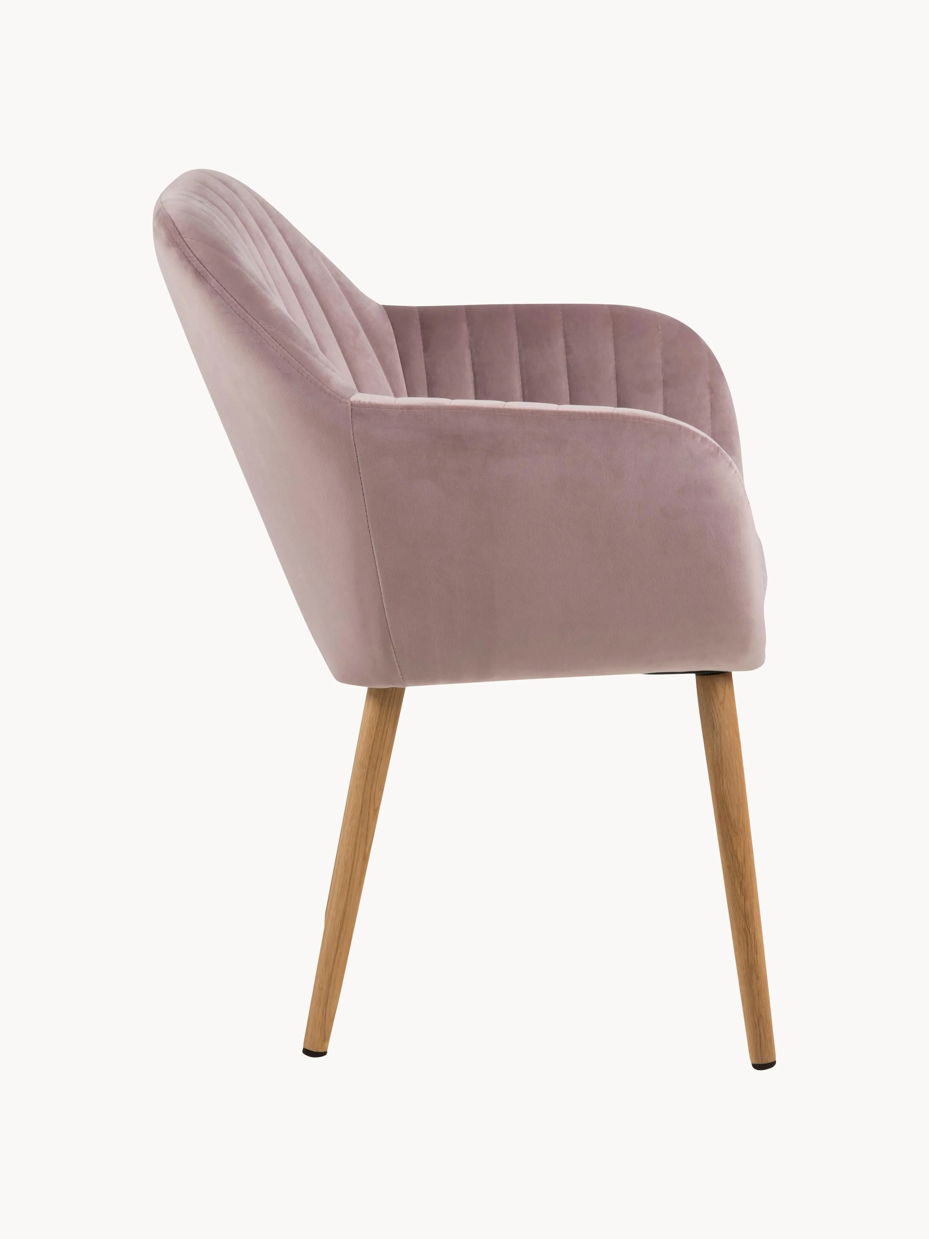 Fluwelen armstoel Emilia met houten poten