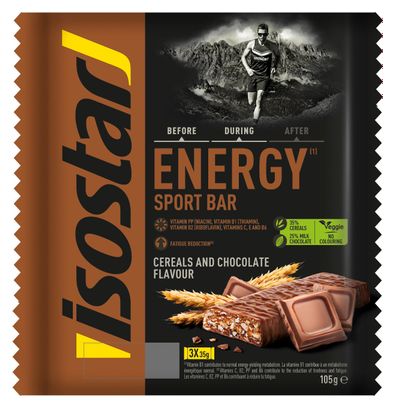 Barres énergétiques Isostar Energy Sport Bar Céréales & Chocolat - 3x35g