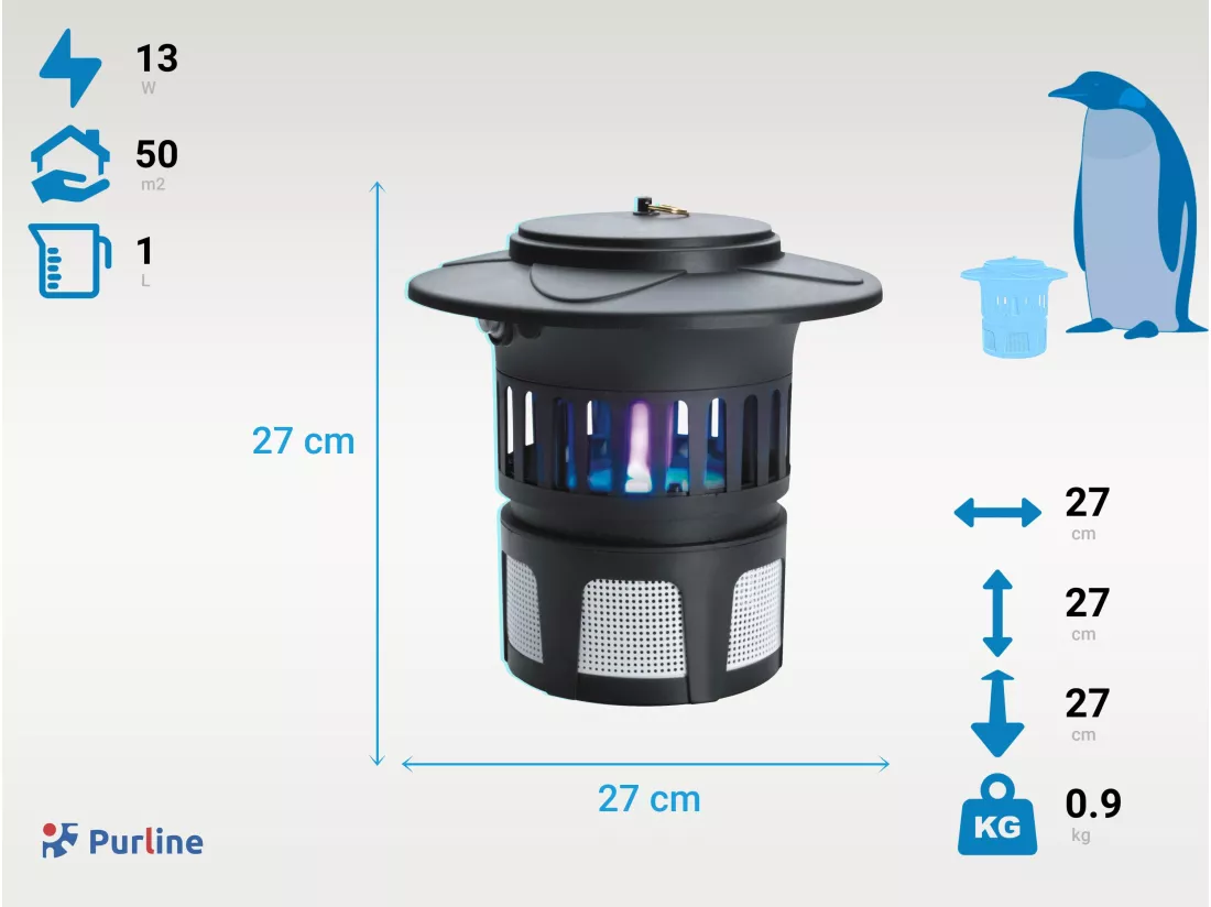 Lampe Anti-Moustiques 13W avec ventilateur d'absorption