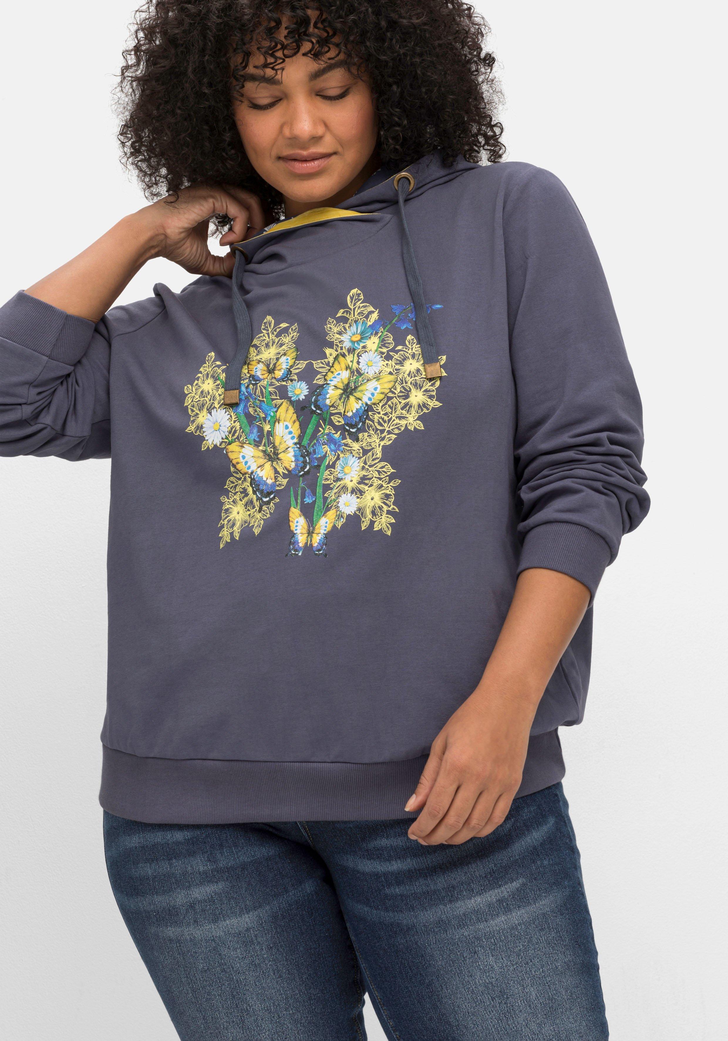 Kapuzensweatshirt mit floralem Frontdruck