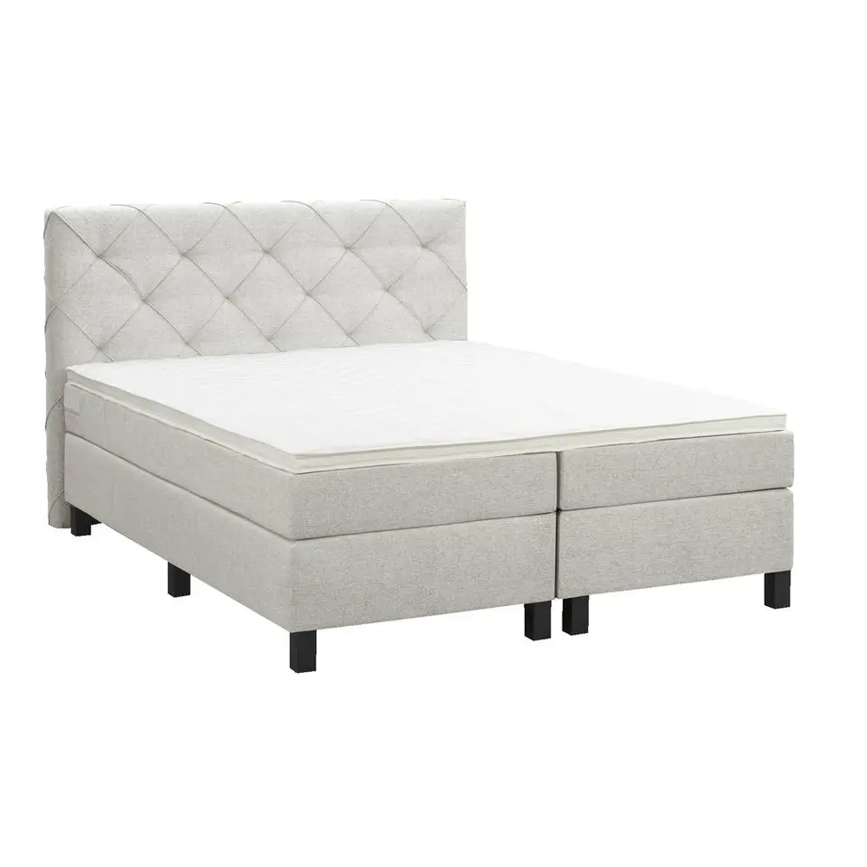 Boxspring Liv geruit - ecru - 180x200 cm - vierkante poot