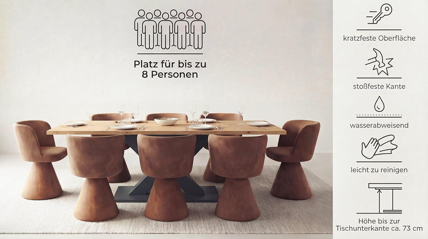 Newroom Esstisch Ausziehbar Anthrazit Wildeiche Esszimmertisch Modern - 150x76x90 cm (BxHxT) - Tisch Küchentisch Speisetisch - Esszimmer Küche Wohnzimmer