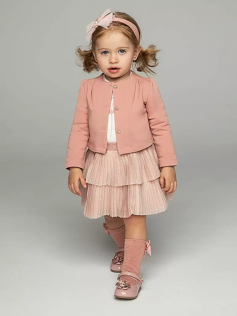 MAYORAL Baby Set Langarmshirt, Jäckchen, Rock 3-teilig  rosa