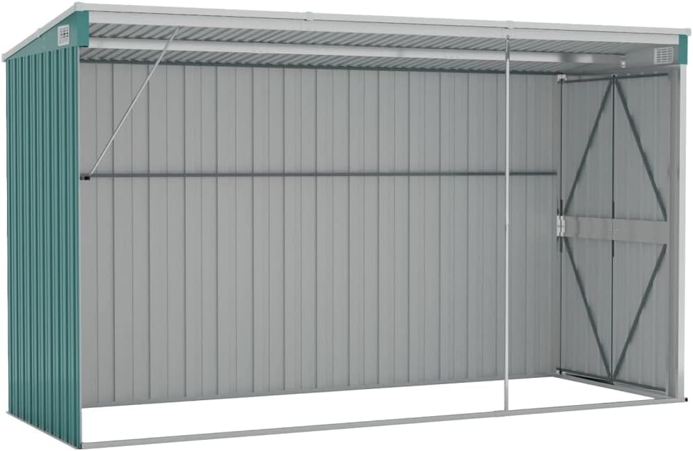vidaXL Wand-Geräteschuppen Grün 118x288x178 cm Verzinkter Stahl