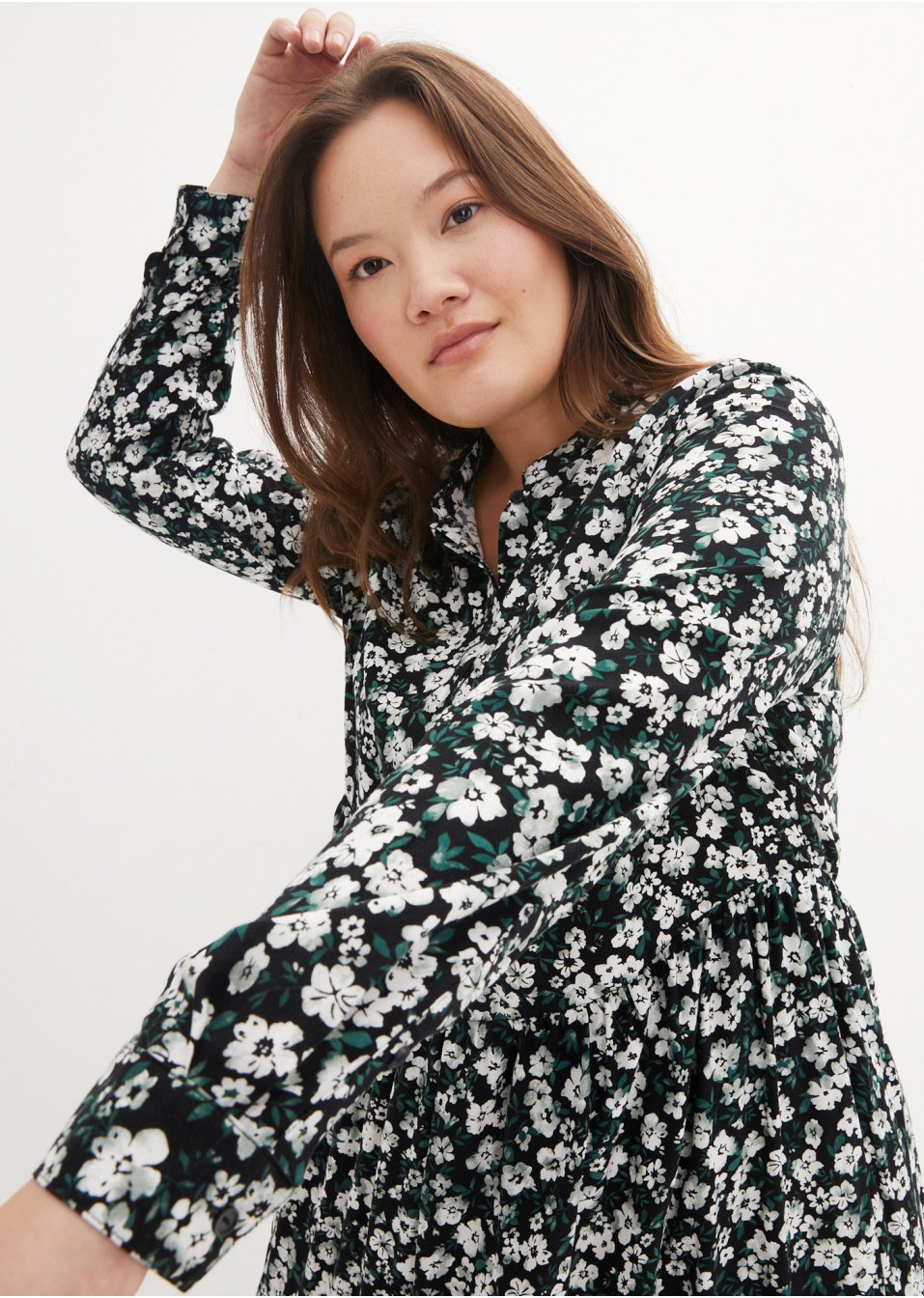 Robe-chemise avec col montant en viscose