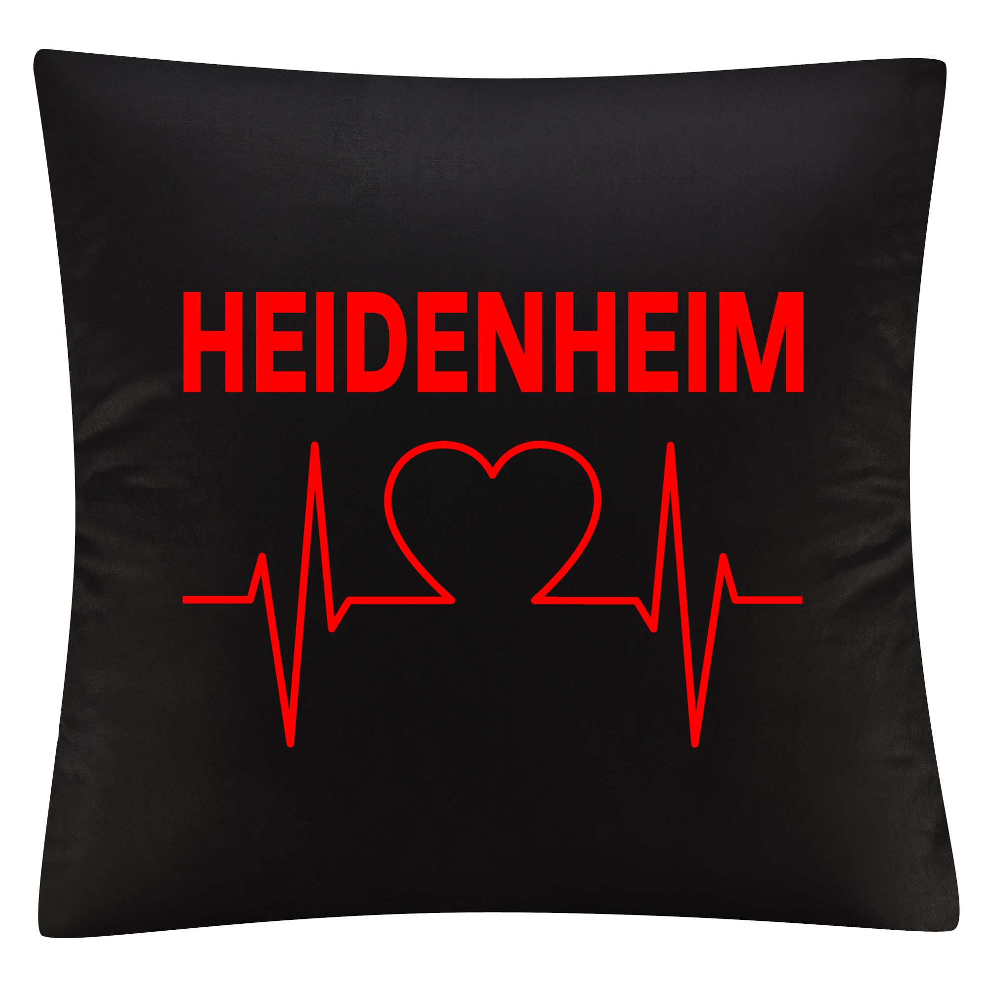 multifanshop® Kissenbezug - Heidenheim - Herzschlag - Druck rot