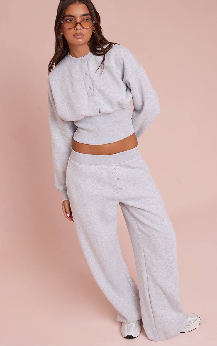 Gris Cendré Joggers Taille Haute Coupe Droite