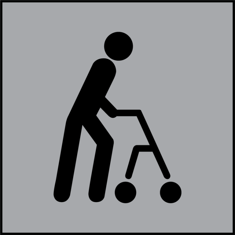 Panneau Accessibilité, capacité de déplacement à pied limitée - ISO 7001 en Gravoply