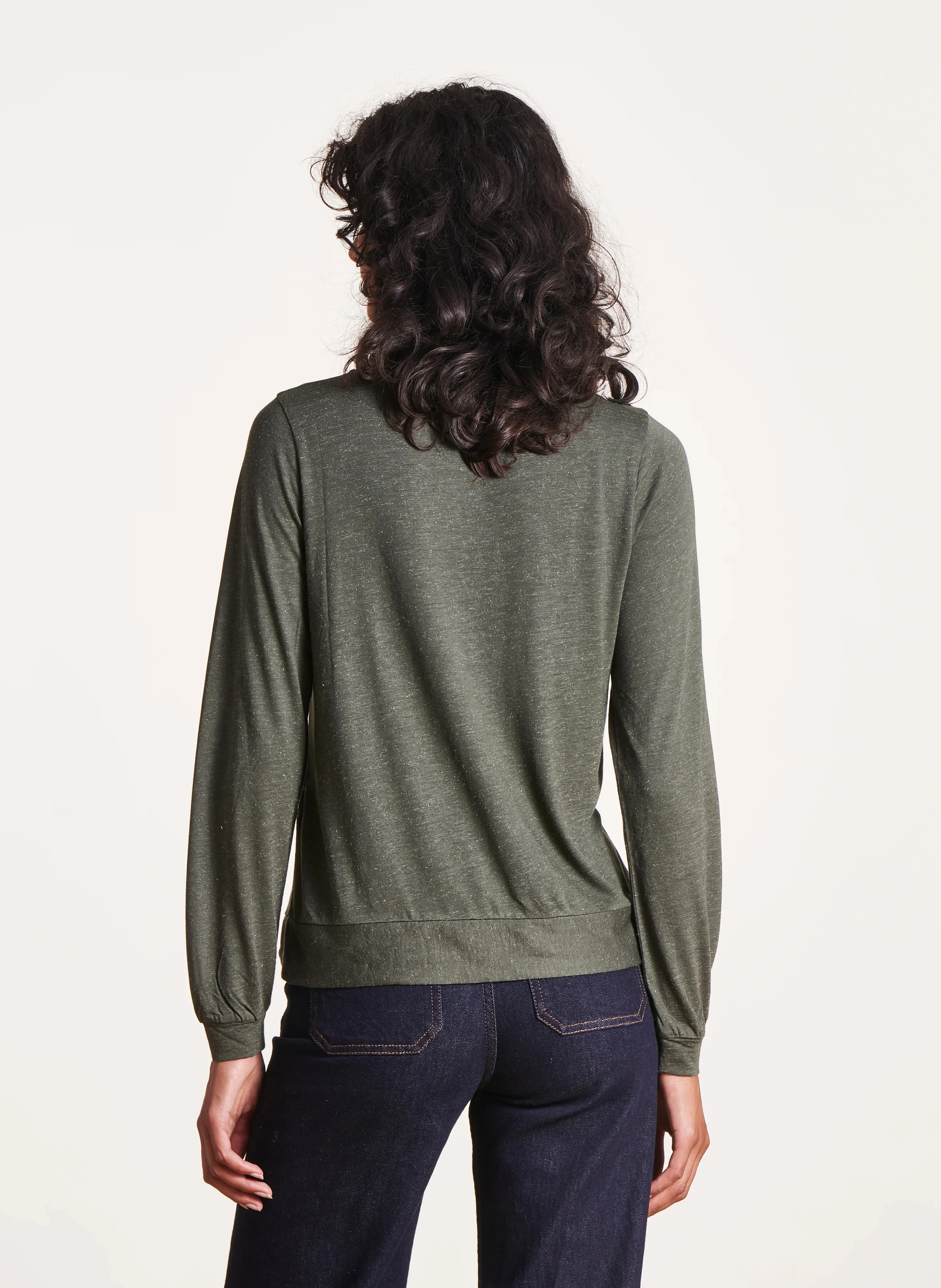 Tee-shirt col rond droit| Vert
