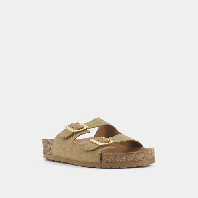 Mules à brides  en croute beige