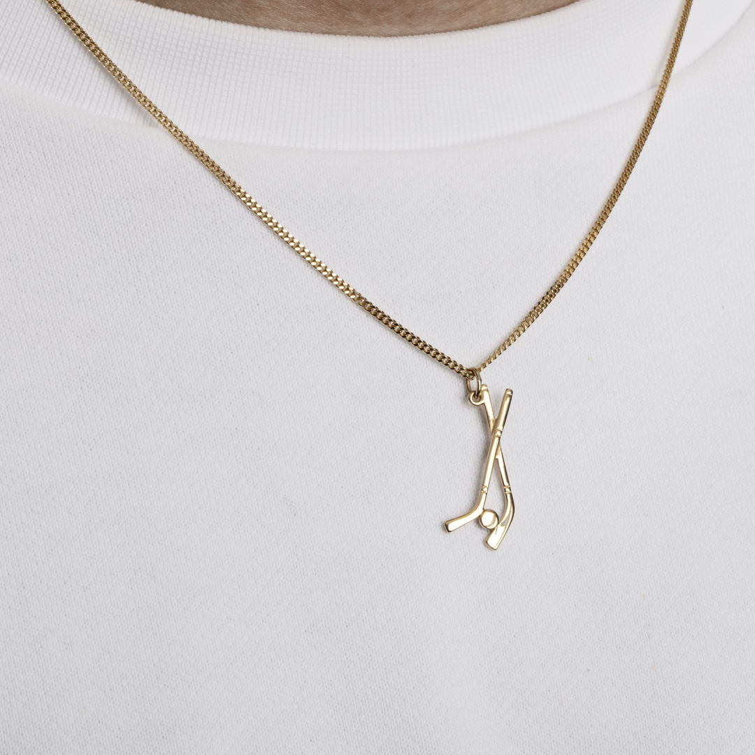 Anhänger 750/18 K Gelbgold Eishockeyschläger