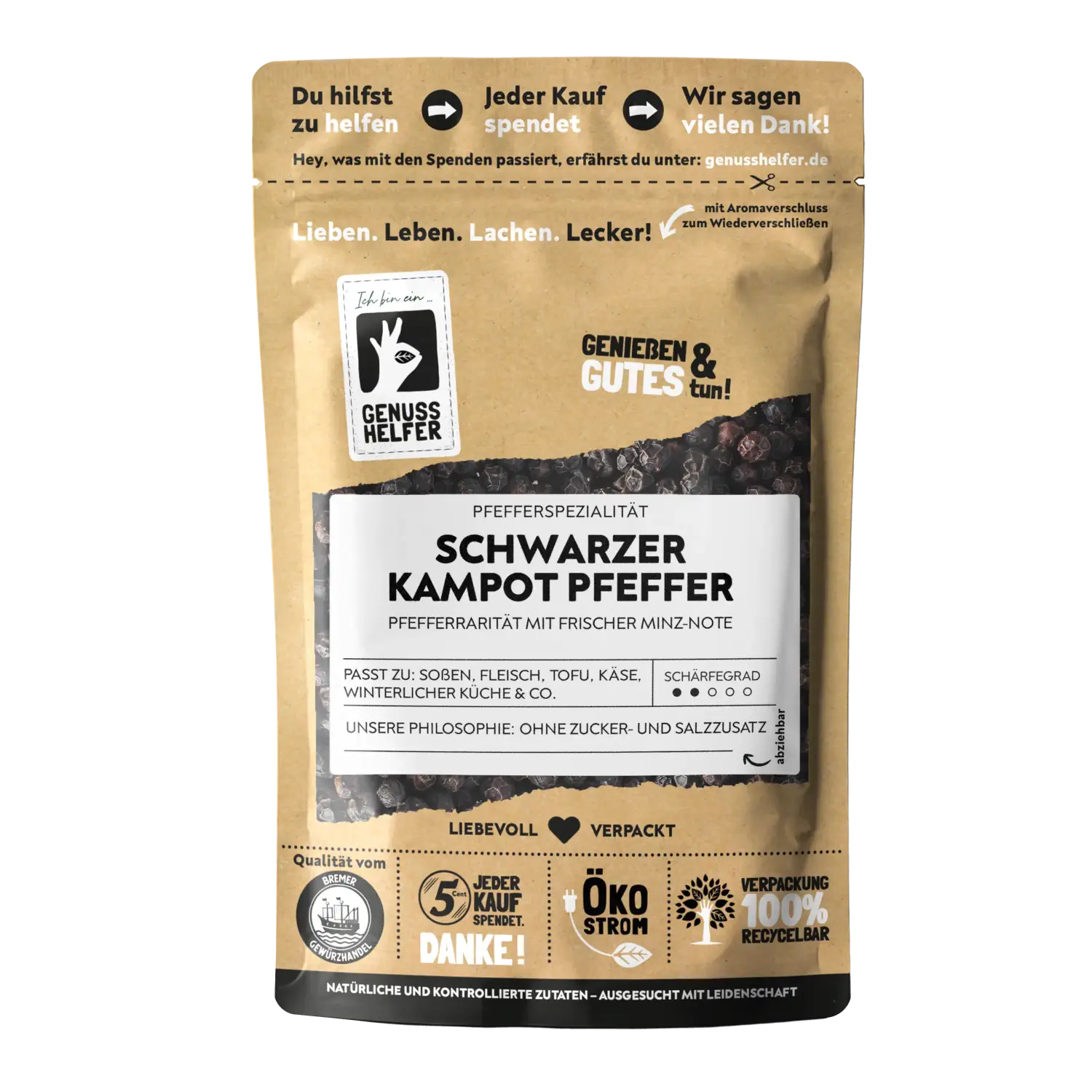 Kampot Pfeffer schwarz, ganz