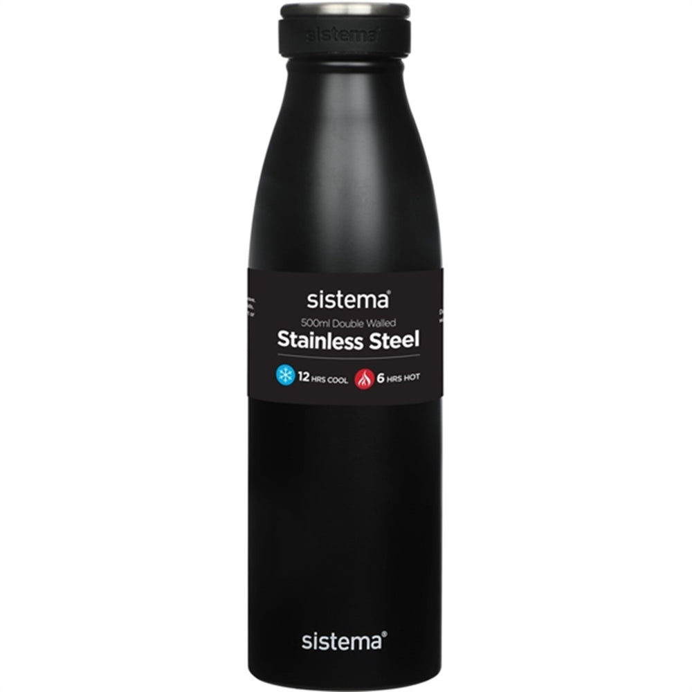 Køb Sistema Stainless Steel Drikkedunk 500 ml Black