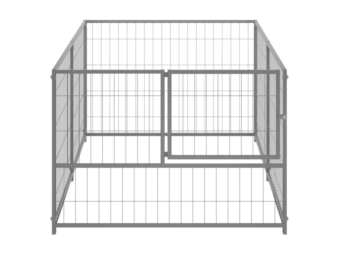 Chenil extérieur cage enclos argenté 200 x 100 x 70 cm 02_0000253