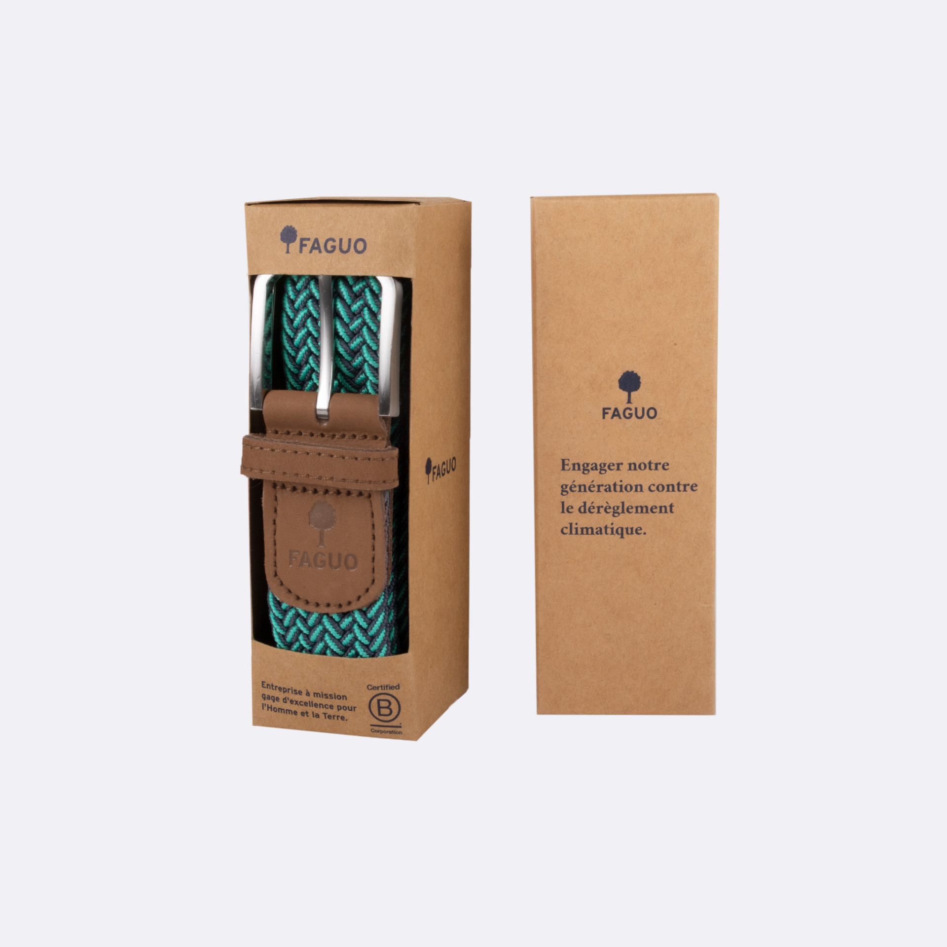 Ceinture bleu marine & vert menthe polyester recyclé et élasthanne - modèle belt