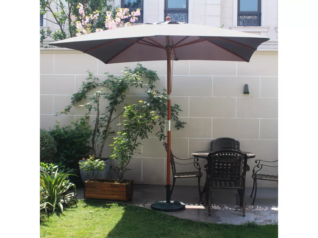 Parasol en bois carré 250x250 cm toile gris MATERA