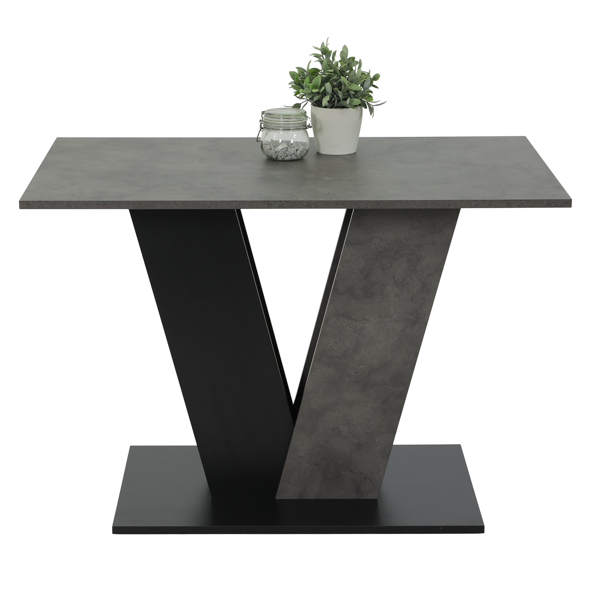 Esstisch - Beton anthrazit-schwarz - V-Gestell - 110 cm