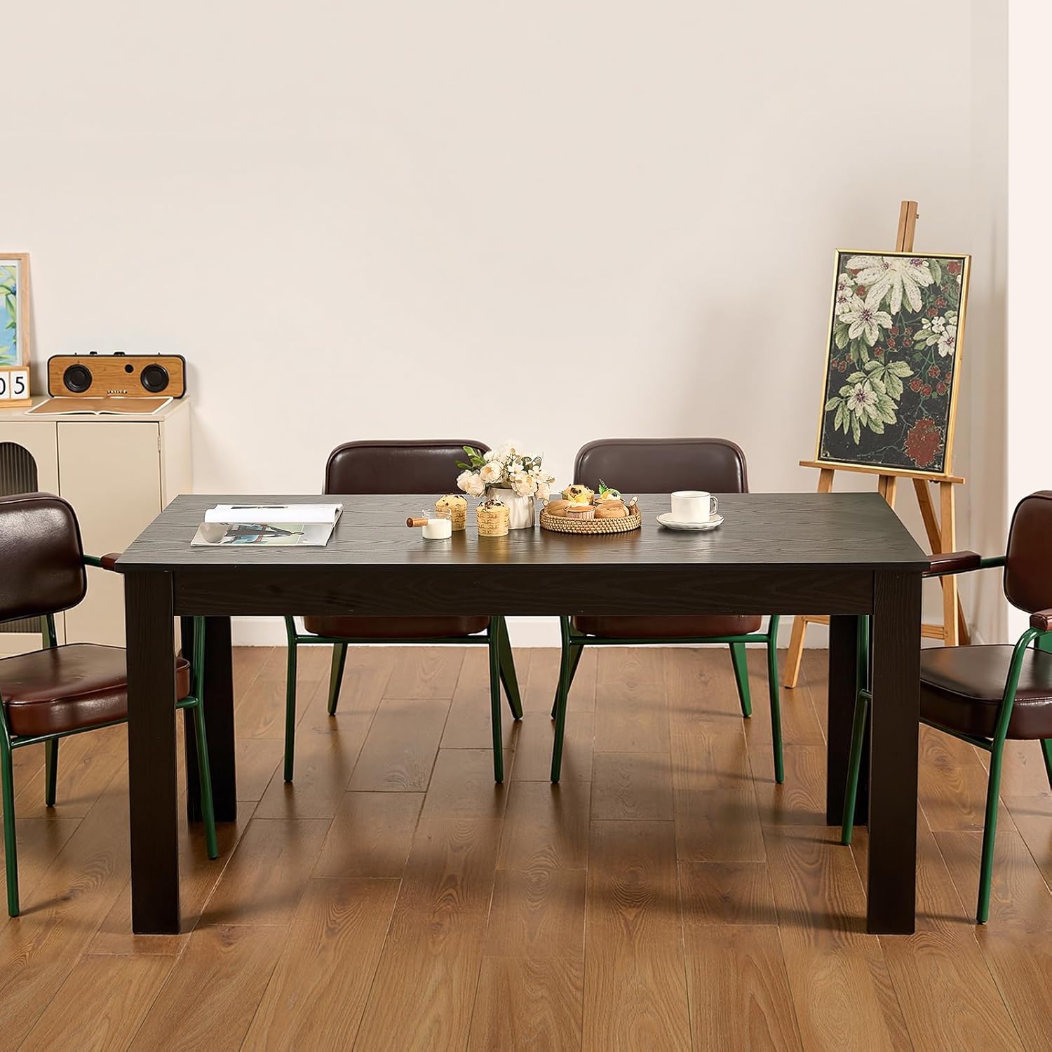 VEVOR Rechteckiger Esstisch Küchentisch Holztisch (160 cm / 150 kg belastbar) für 4–6 Personen, Bauernhaus-Esszimmermöbel Konferenztisch für Küche zu Hause Wohnzimmer, braun (nur Tisch)