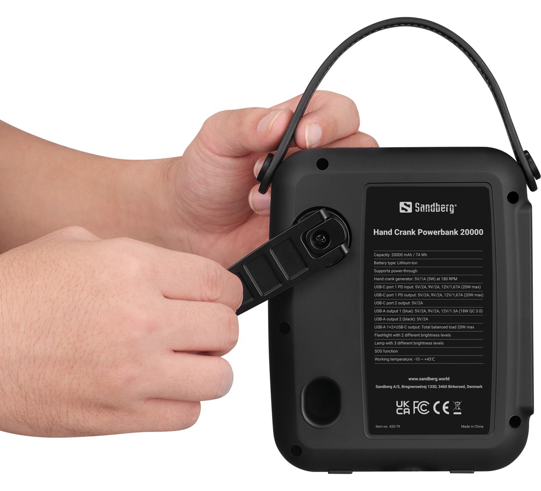 Sandberg - Hand Crank Powerbank 20.000 mAh