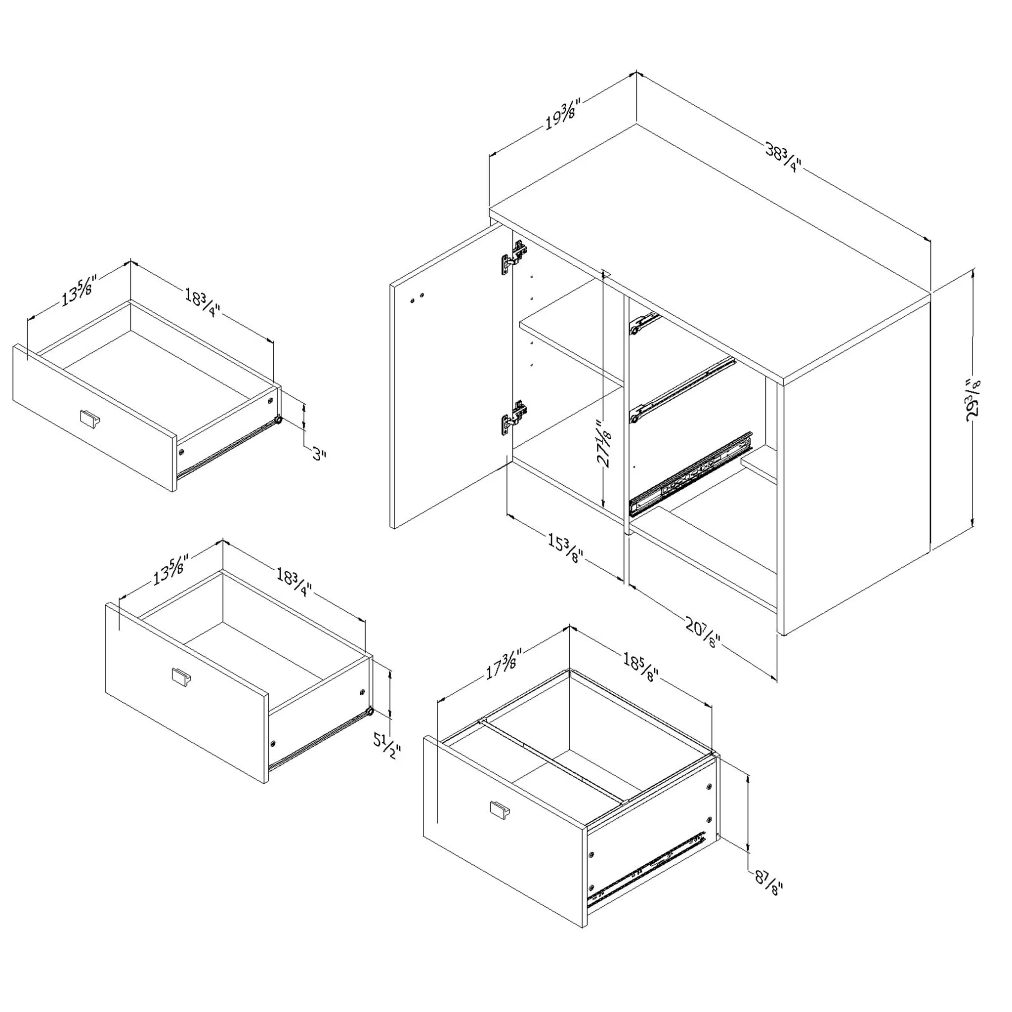 South Shore Meuble de Rangement avec Tiroir classeur - Interface Blanc Solide