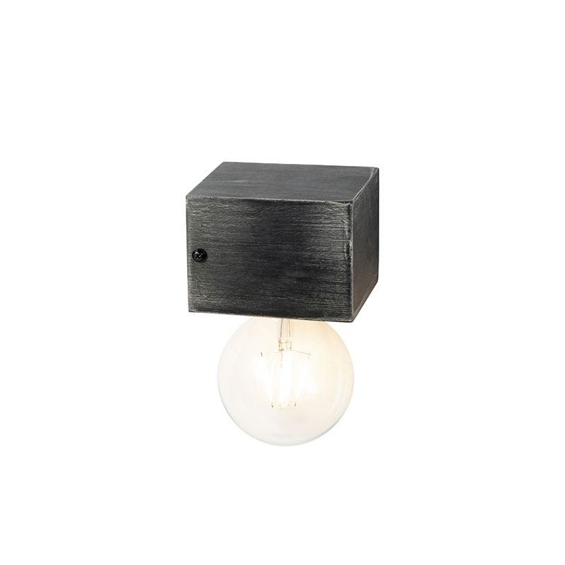 Landelijke wandlamp zwart hout - Bloc