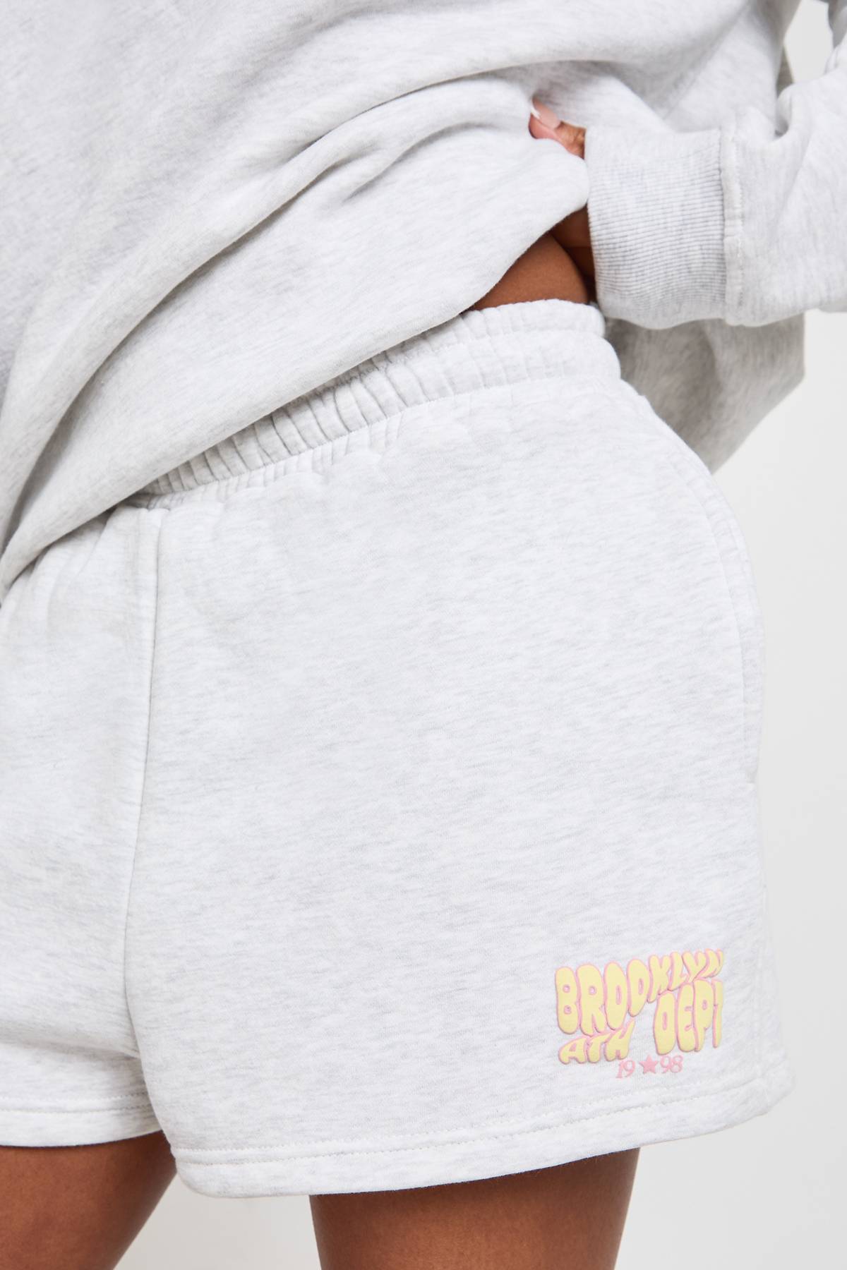 boohoo Ensemble Survêtement Sweat Et Short Impression Synthétiqueff Brooklyn Ath Dept
