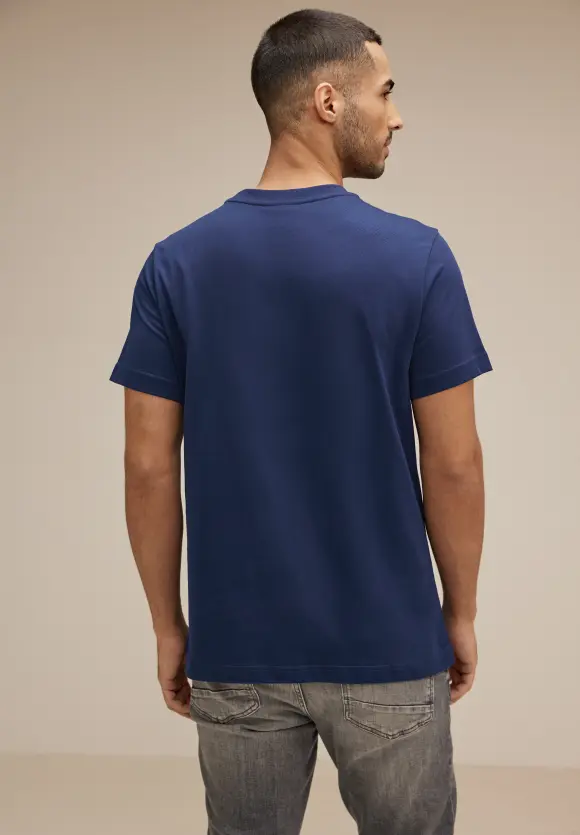 Basic T-Shirt in Unifarbe - true blue