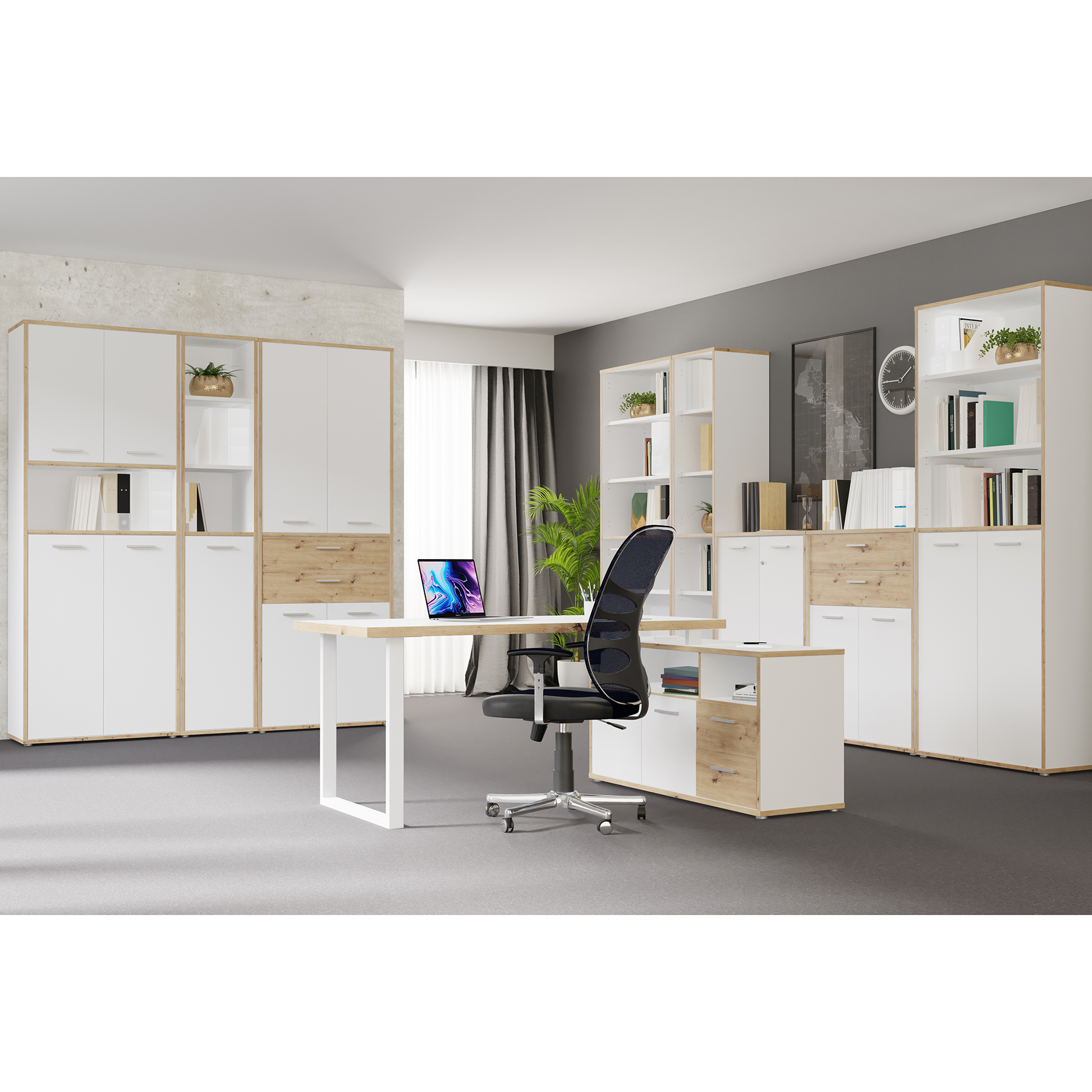 Regal - weiß-Artisan Eiche - 6 Fächer