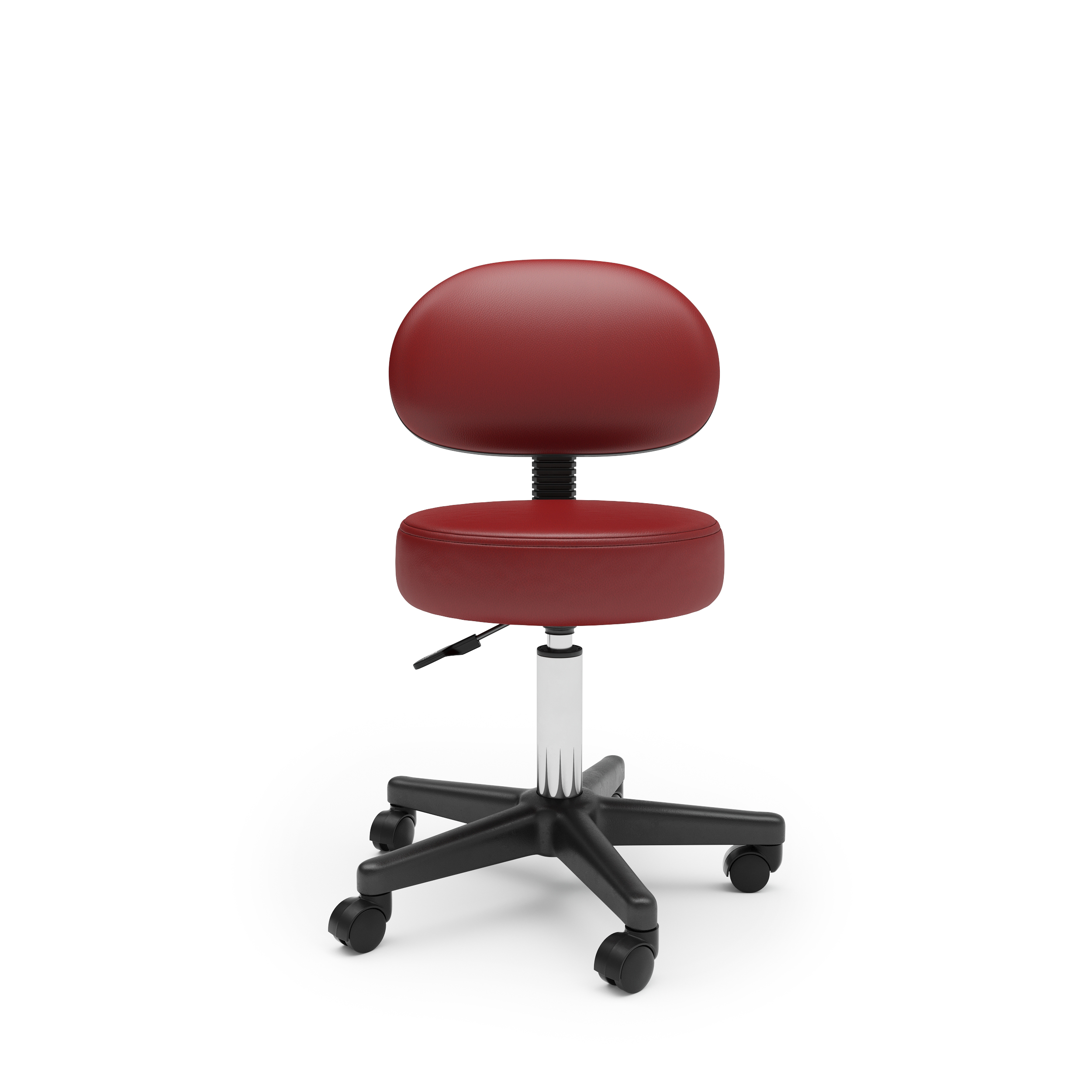 Drehstuhl Rollhocker mit Rückenlehne rot
